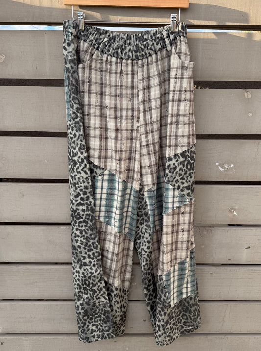 Plaid + Print Patchwork Pants