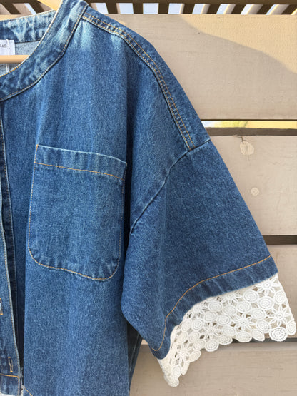 Lace Trimmed Denim Jacket