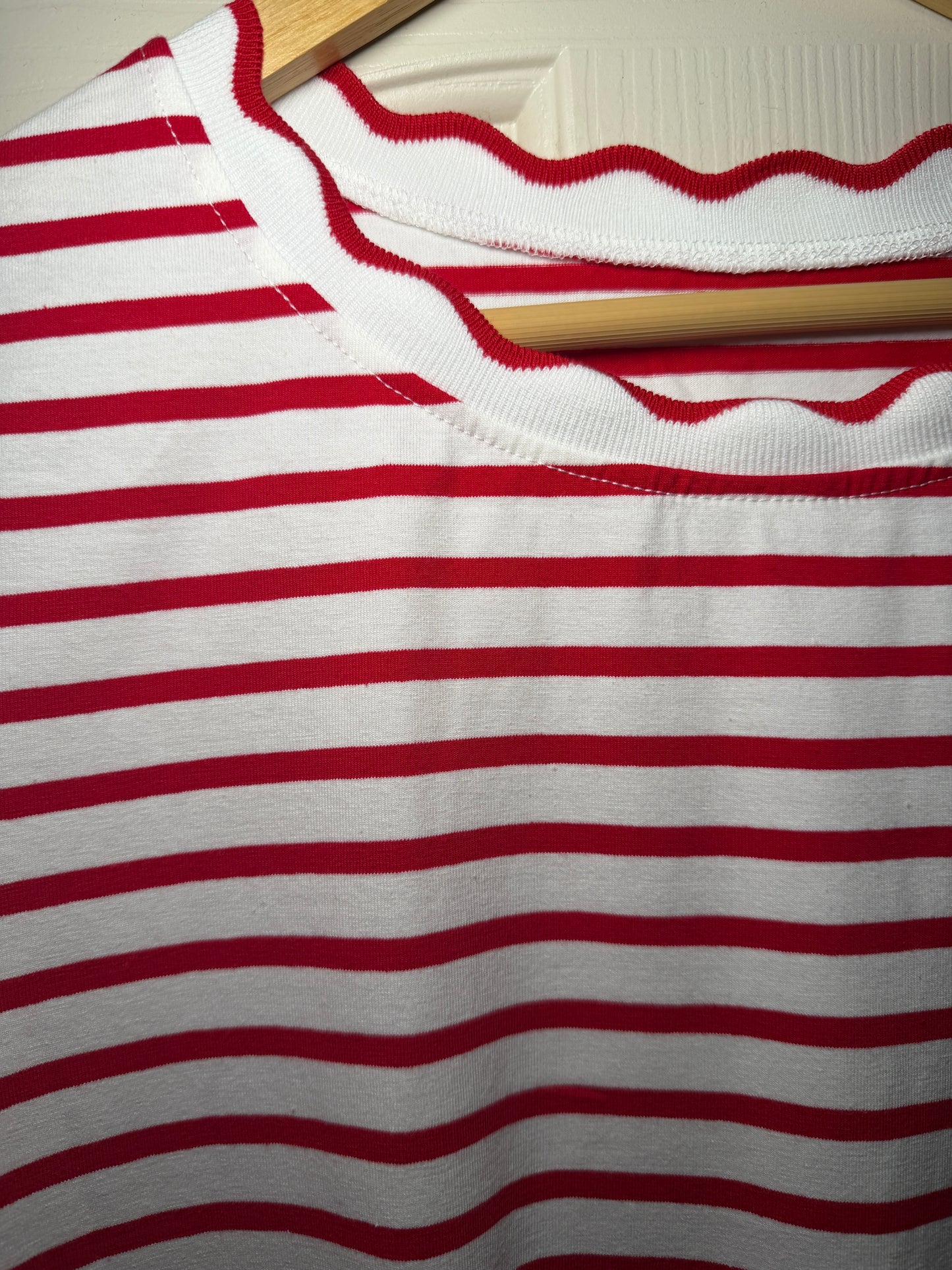 Scalloped Red Stripe Shirt