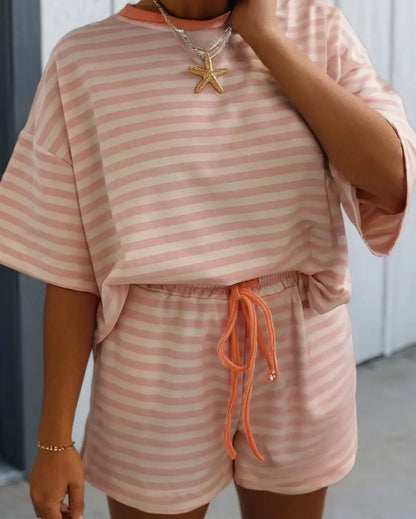 Peach Stripe Lounge Set