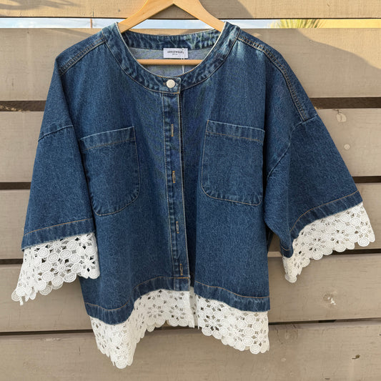 Lace Trimmed Denim Jacket