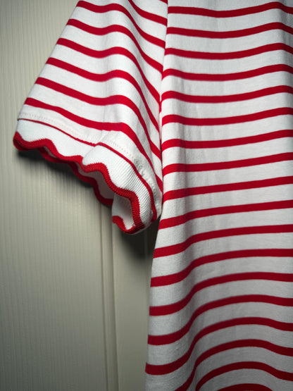 Scalloped Red Stripe Shirt