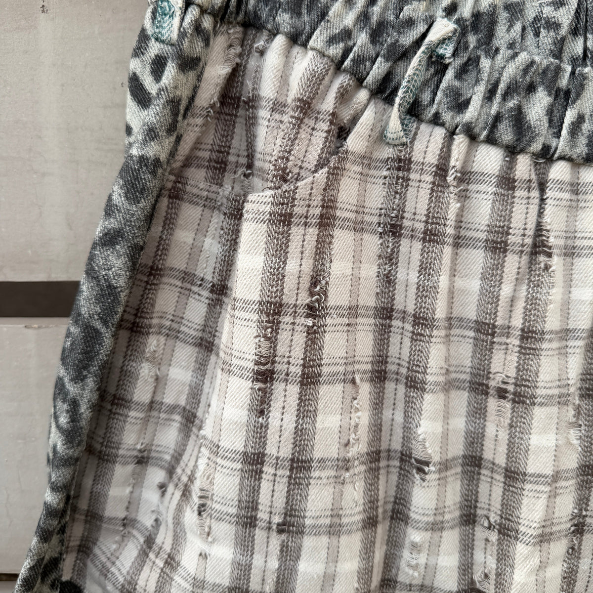 Plaid + Print Patchwork Pants