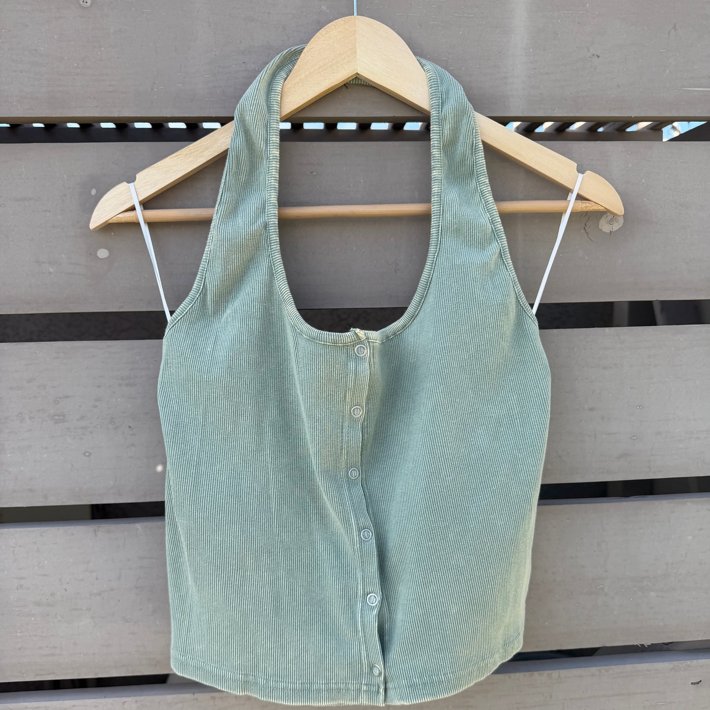 Sage Green Snap Button Halter Top