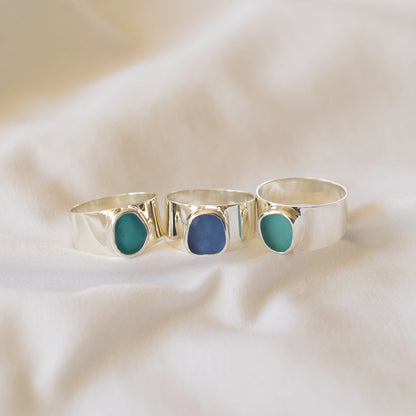 Blue Sea Glass Ring