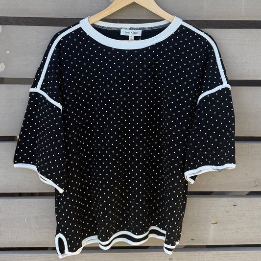 Midnight Polka Dot Contrast Tee