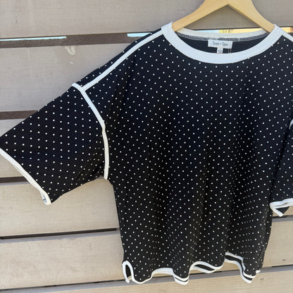 Midnight Polka Dot Contrast Tee