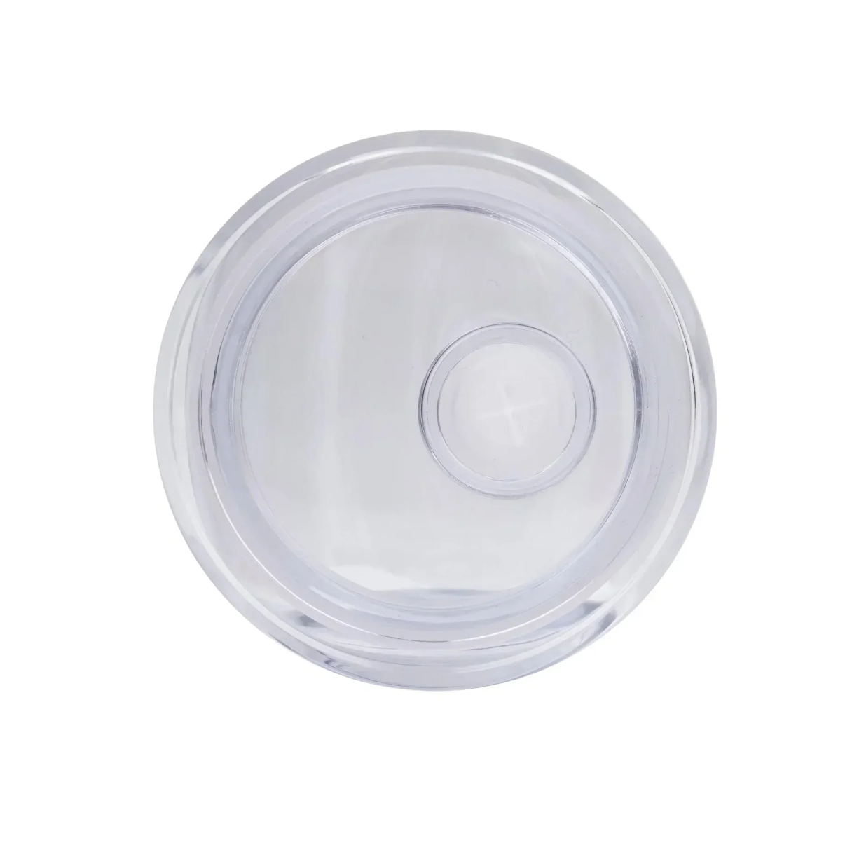 Clear plastic lid on a white background
