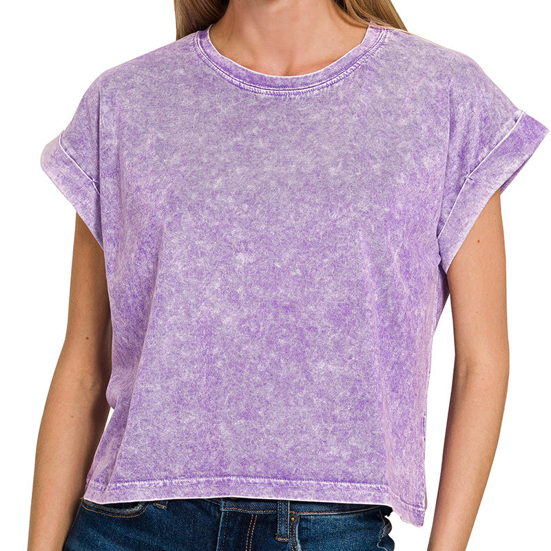 Washed Cotton Cuffed Tee