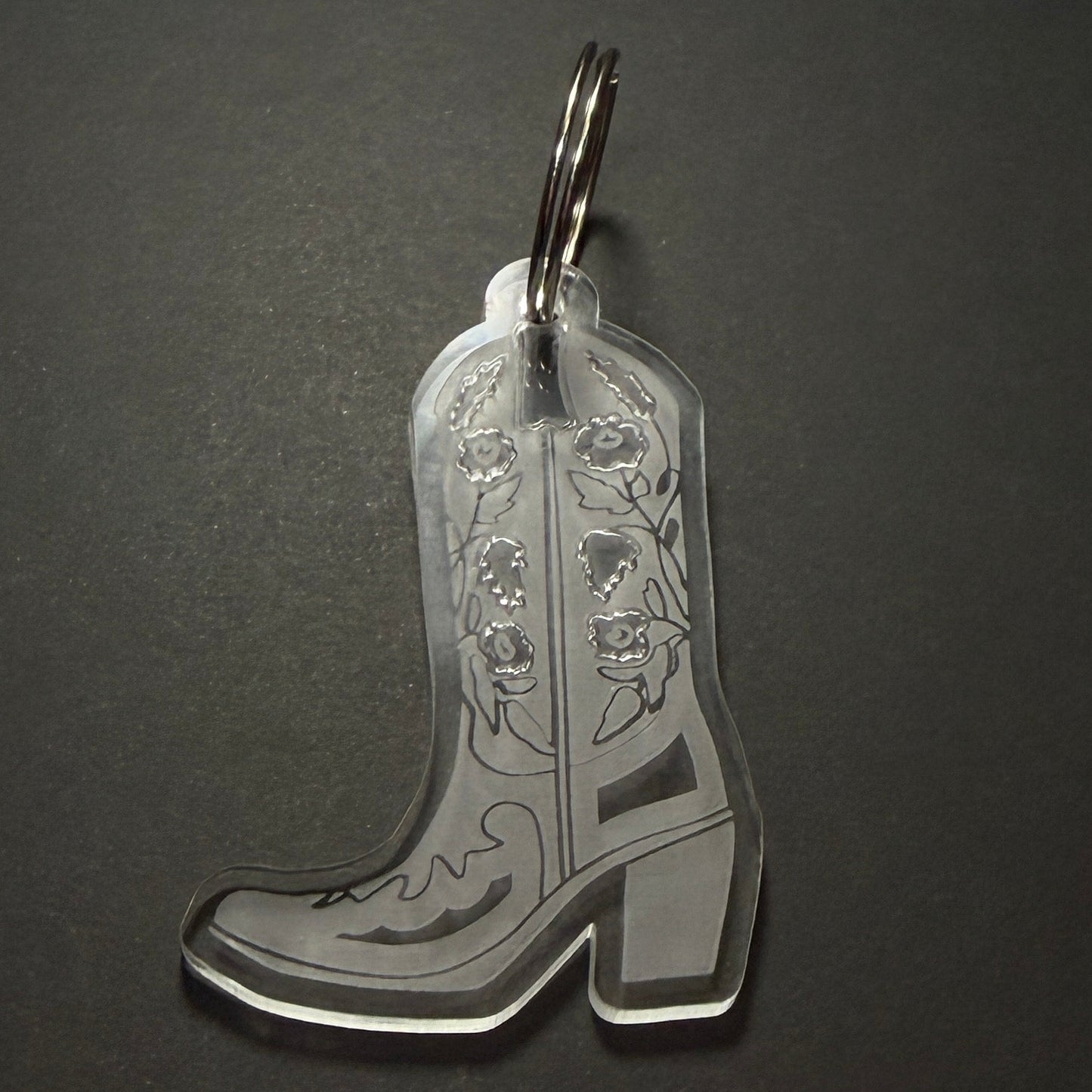 Decorative keychain on a dark surface