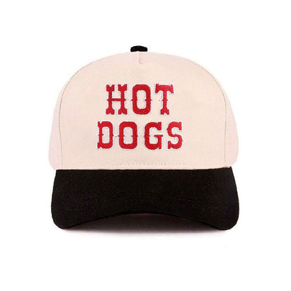 Cap with 'HOT DOGS' text on a white background