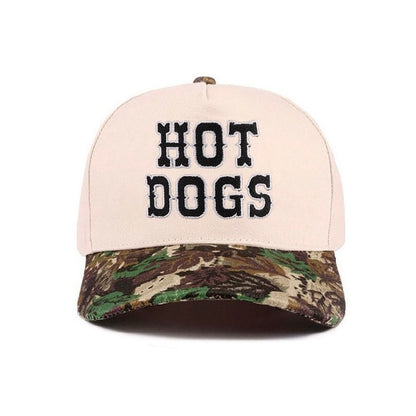 Cap with 'HOT DOGS' text on a white background