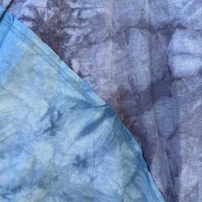 Close-up of blue and gray patterned fabric